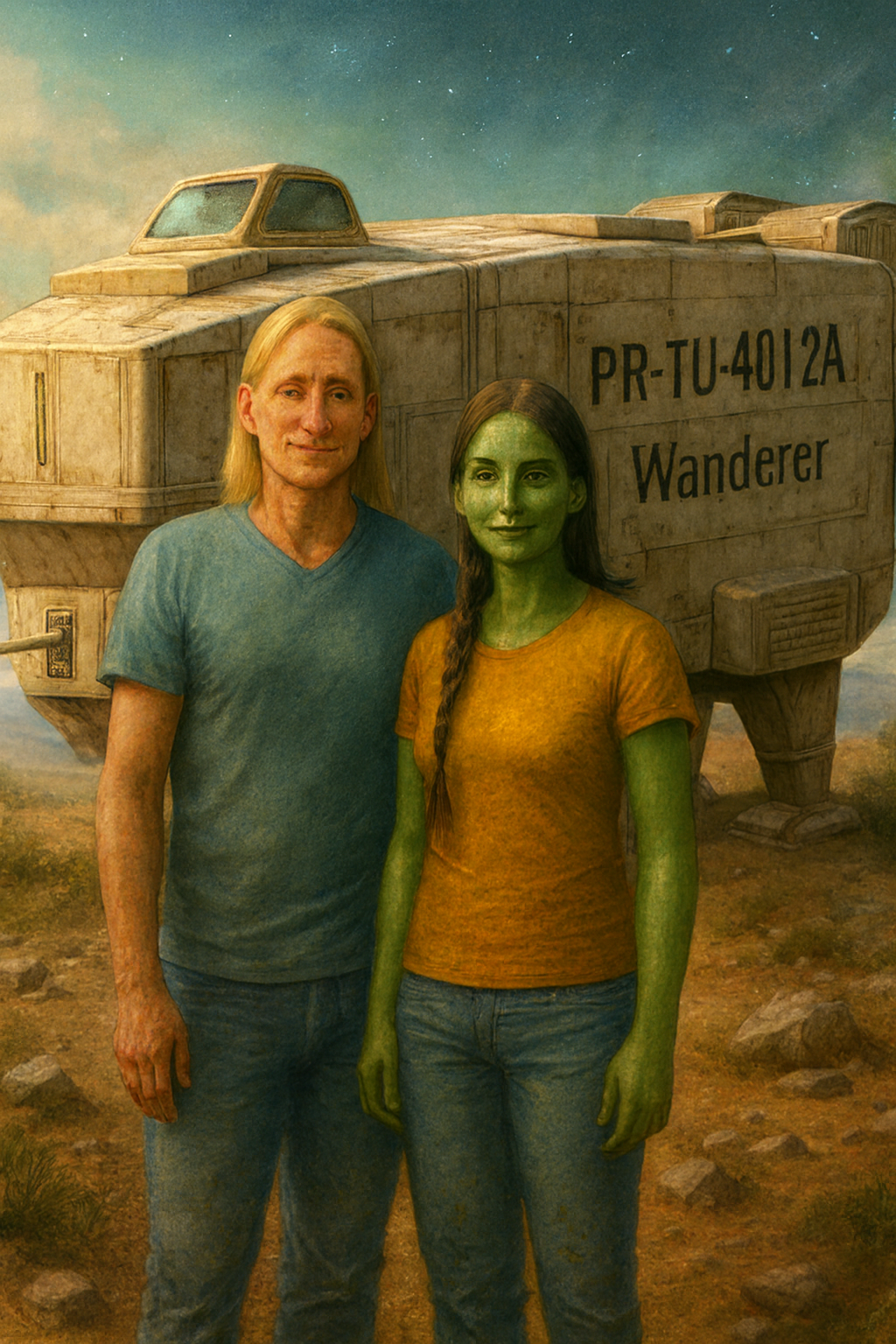 Alan And Tanara Outside Their Ship